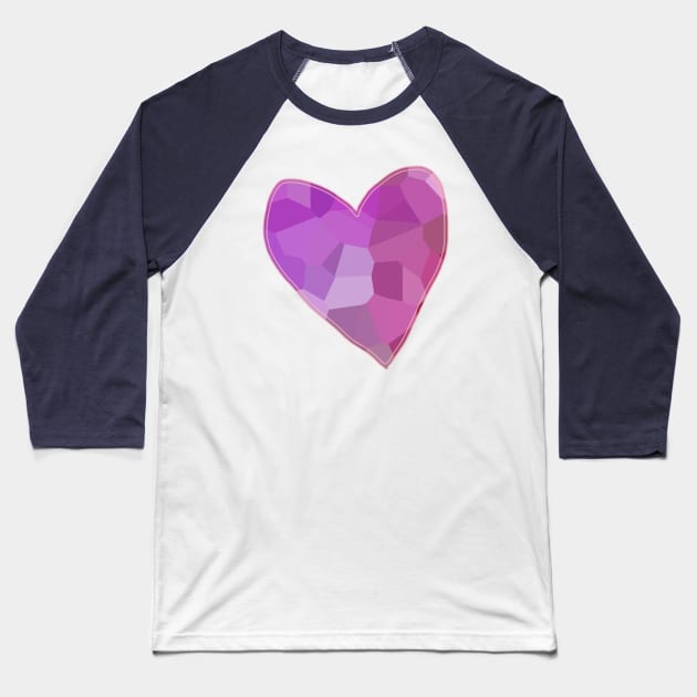 Purple Mosaic Heart Baseball T-Shirt by ellenhenryart